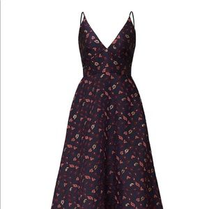 ML Monique Lhuillier V-Neck Floral Jacquard Gown